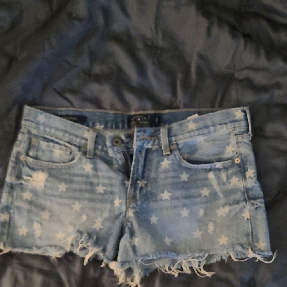 Star Patterned Denim Shorts